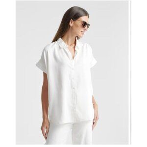 Quince Vintage Wash Tencel Camp Shirt Medium White NWT